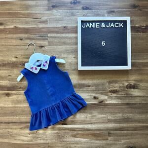Janie & Jack Navy Blue Embroidered Collar Sleeveless Peplum Ruffle Knit Top 5